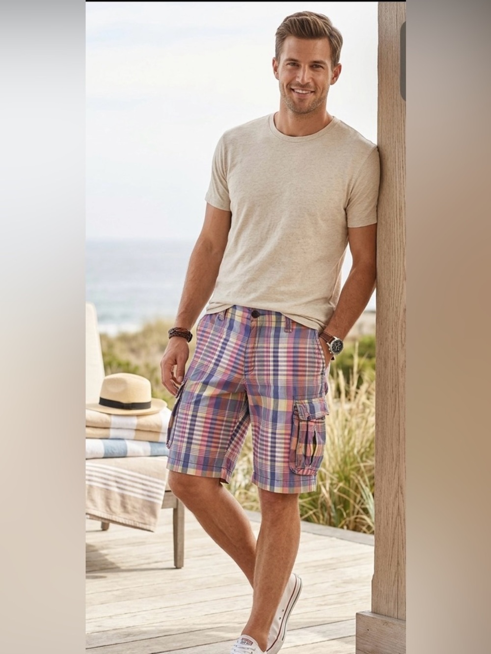 Men's Cremieux Plaid Cargo Shorts